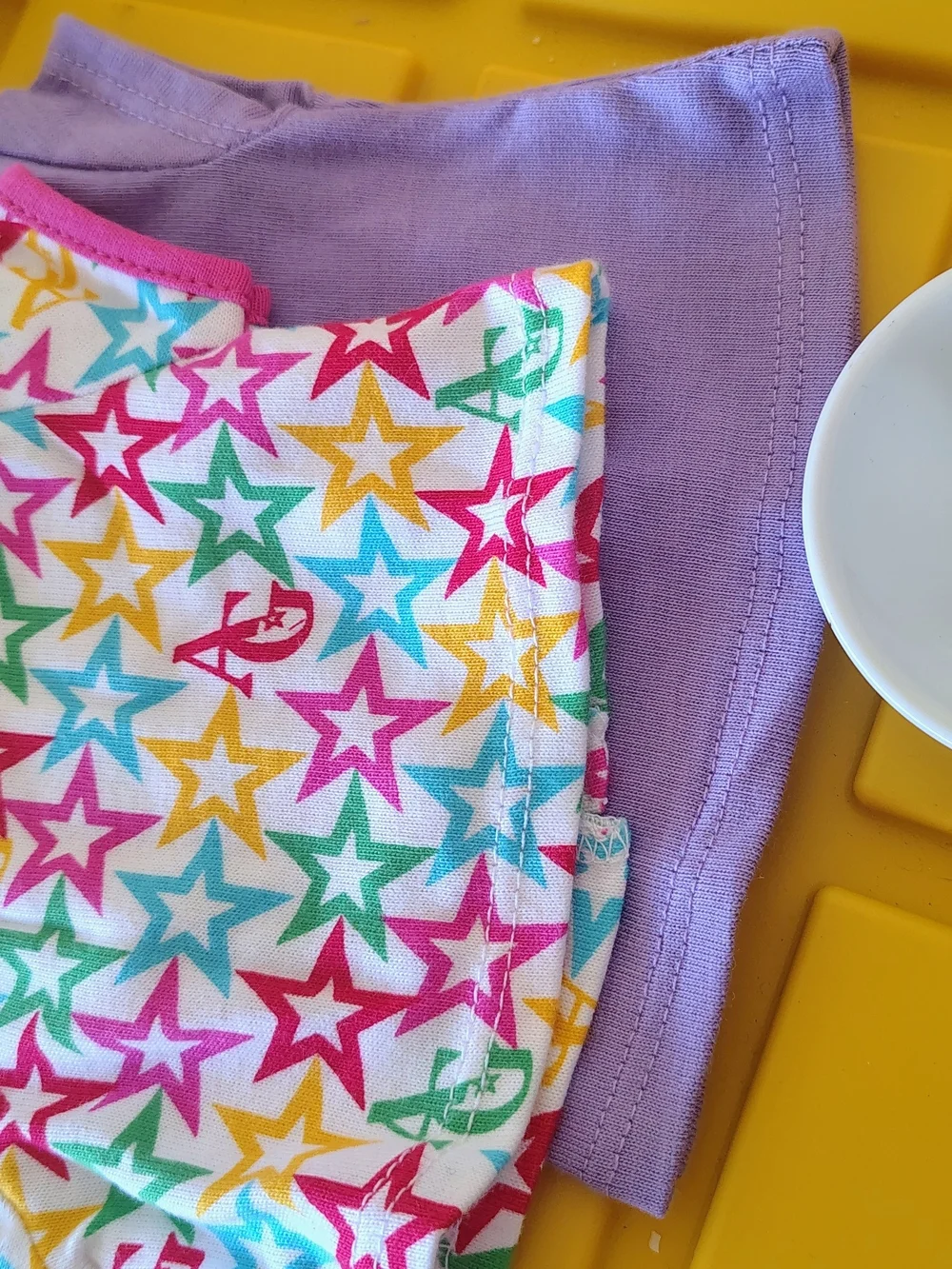 American Girl White Top with Multicolor Star Print and Pink Trim